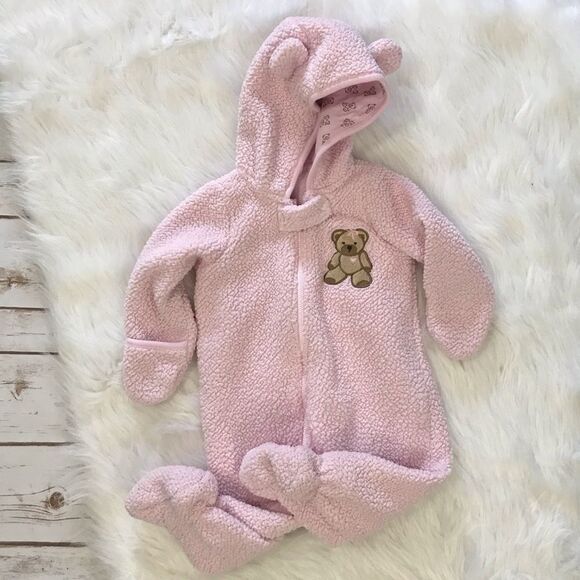 Baby Snowsuit Coat Bunting Baby‎ Girl 9 months Pink Bear winter - Picture 10 of 10